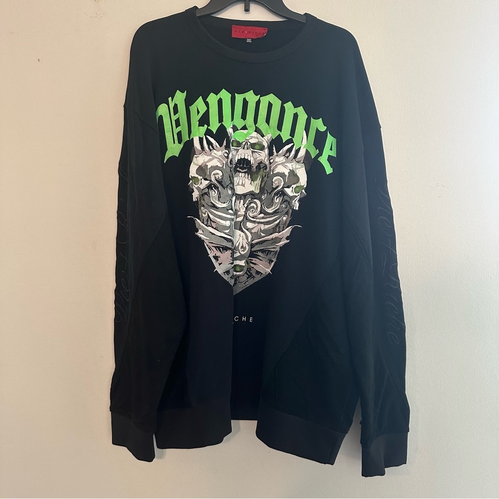 Black and Green Sweatshirt with Neon Graphics